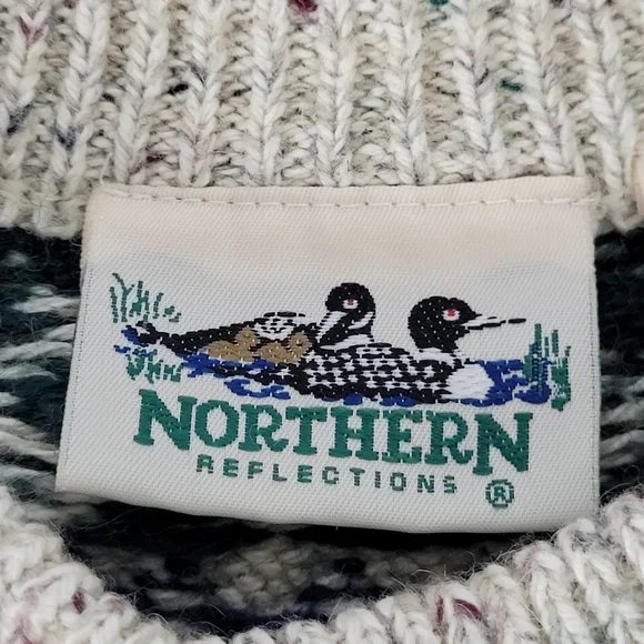 Vintage Northern Reflections Fair Isle Wool Sweater Large Nordic Knit Pullover - Picture 8 of 15